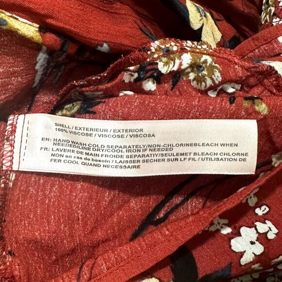 NWT Band of Gypsies Women's Tied Long Bell Sleeve Red Floral Summer Romper Small - Picture 10 of 11